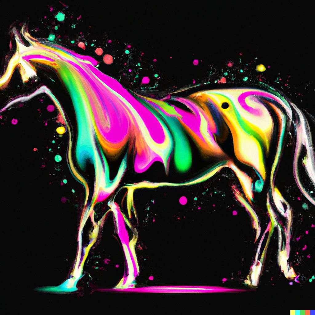 a horse, digital art made from colorful gradients, airbrush